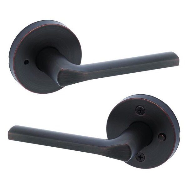 Kwikset Lisbon Lever with Round Rose Privacy Door Lock with 6AL Latch and RCS Strike Venetian Bronze Finish 730LSLRDT-11P - main